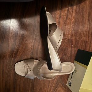 Naturalizer Cream and Black Wedge Shoes